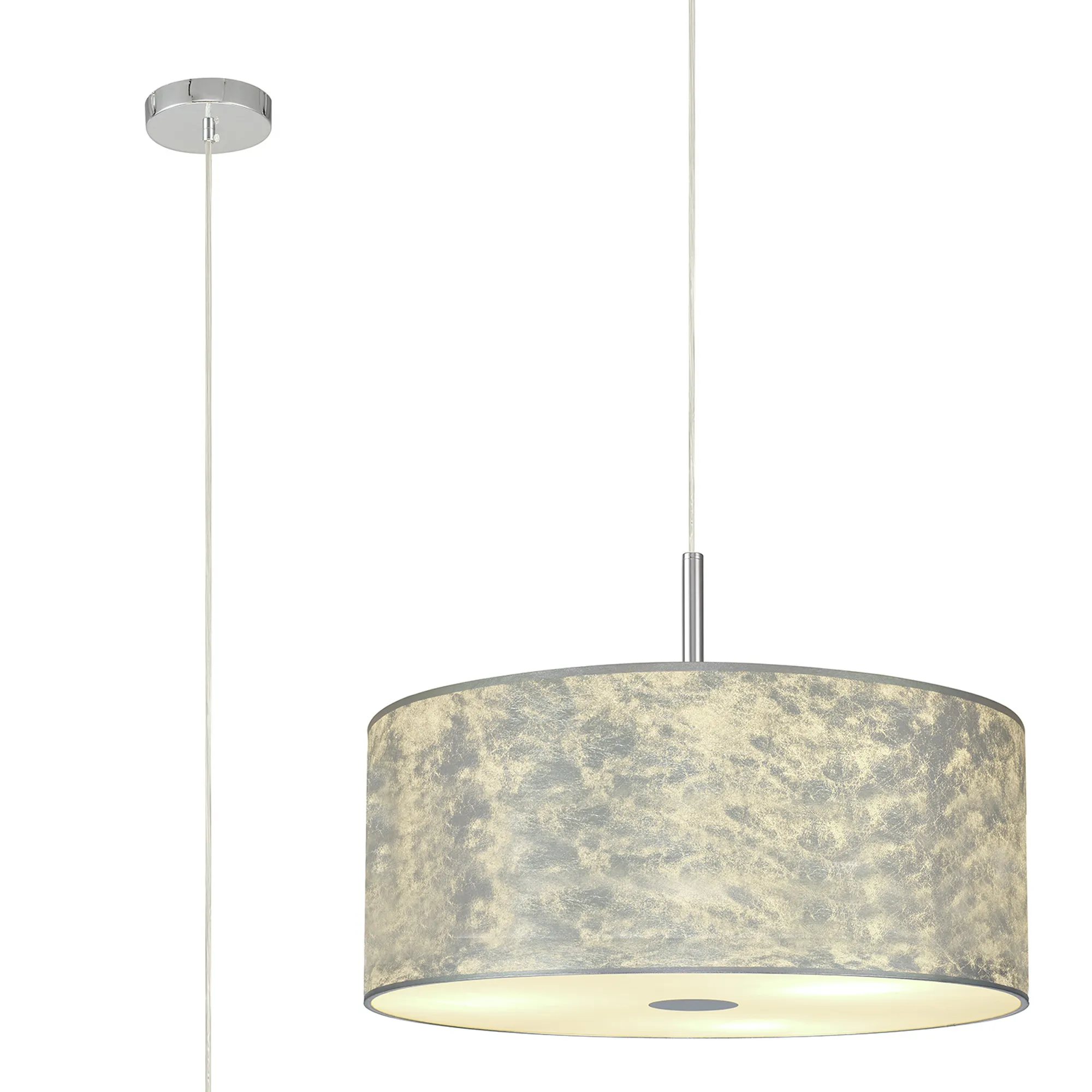 DK0821  Baymont 60cm 5 Light Pendant Polished Chrome; Silver Leaf; Frosted Diffuser